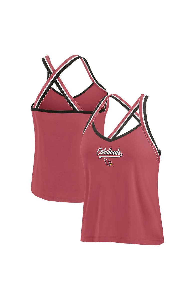 WEAR by Erin Andrews Women's WEAR by Erin Andrews Cardinal Arizona Cardinals Cross Strap Tri-Blend Tank Top, Main, color, Cardinal
