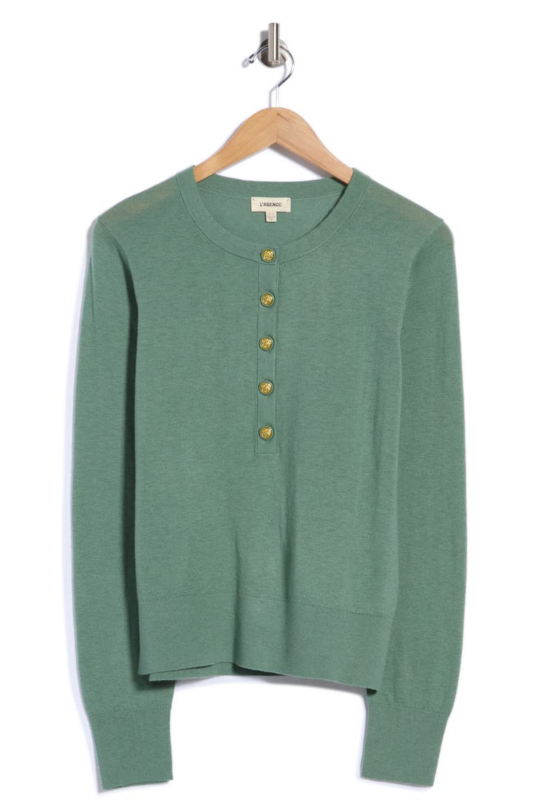 Ronda Henley Sweater, Main, color, JASPER GREEN/ GOLD LION