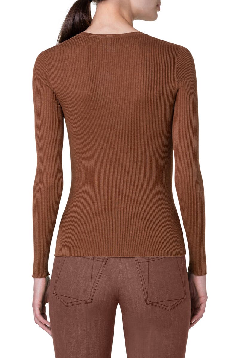 Akris Rib Silk & Cotton Crewneck Sweater, Alternate, color, 