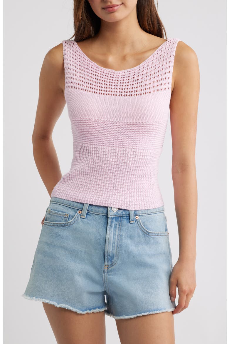 Brielle Open Knit Tank Top, Main, color, LIGHT PINK