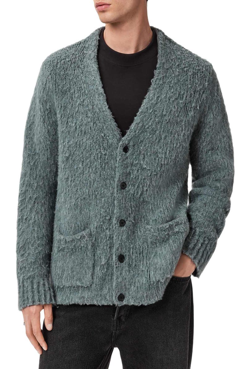 AllSaints Tobie Merino Wool Blend Cardigan, Main, color, Nordic Green