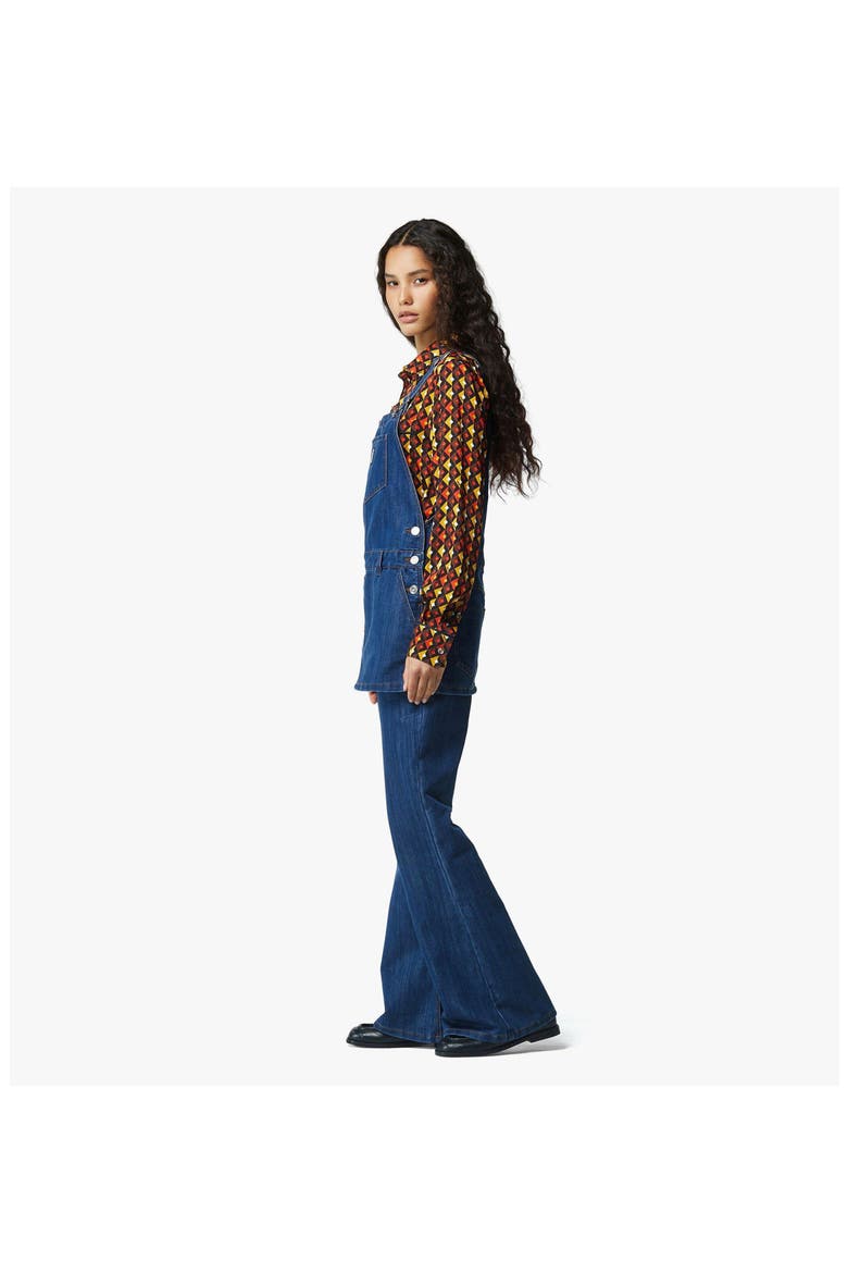Overall Skirt in Lurex Denim, Alternate, color, Indigo