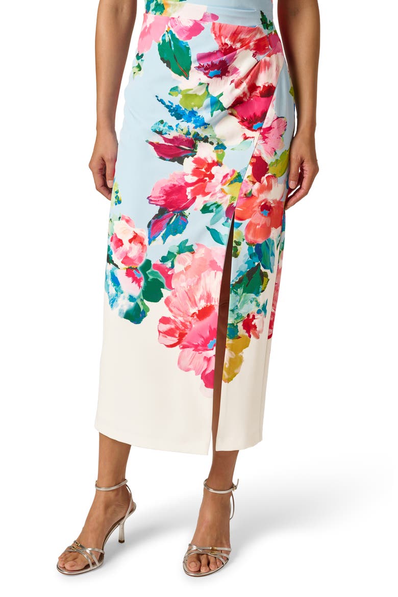 One-Shoulder Border Gown, Alternate, color, BLUE MULTI