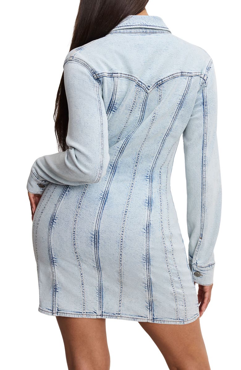 Good American Dolly Denim Corset Dress, Alternate, color,