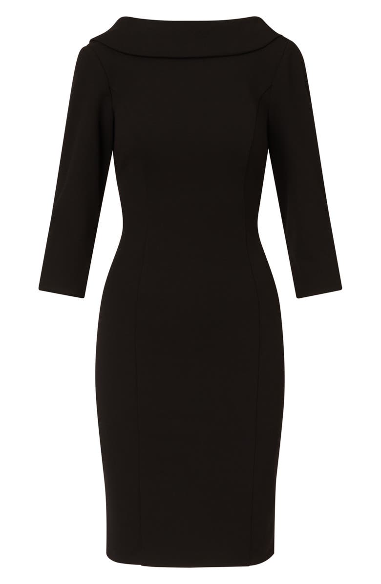Adrianna Papell Crepe Sheath Dress, Alternate, color, Black