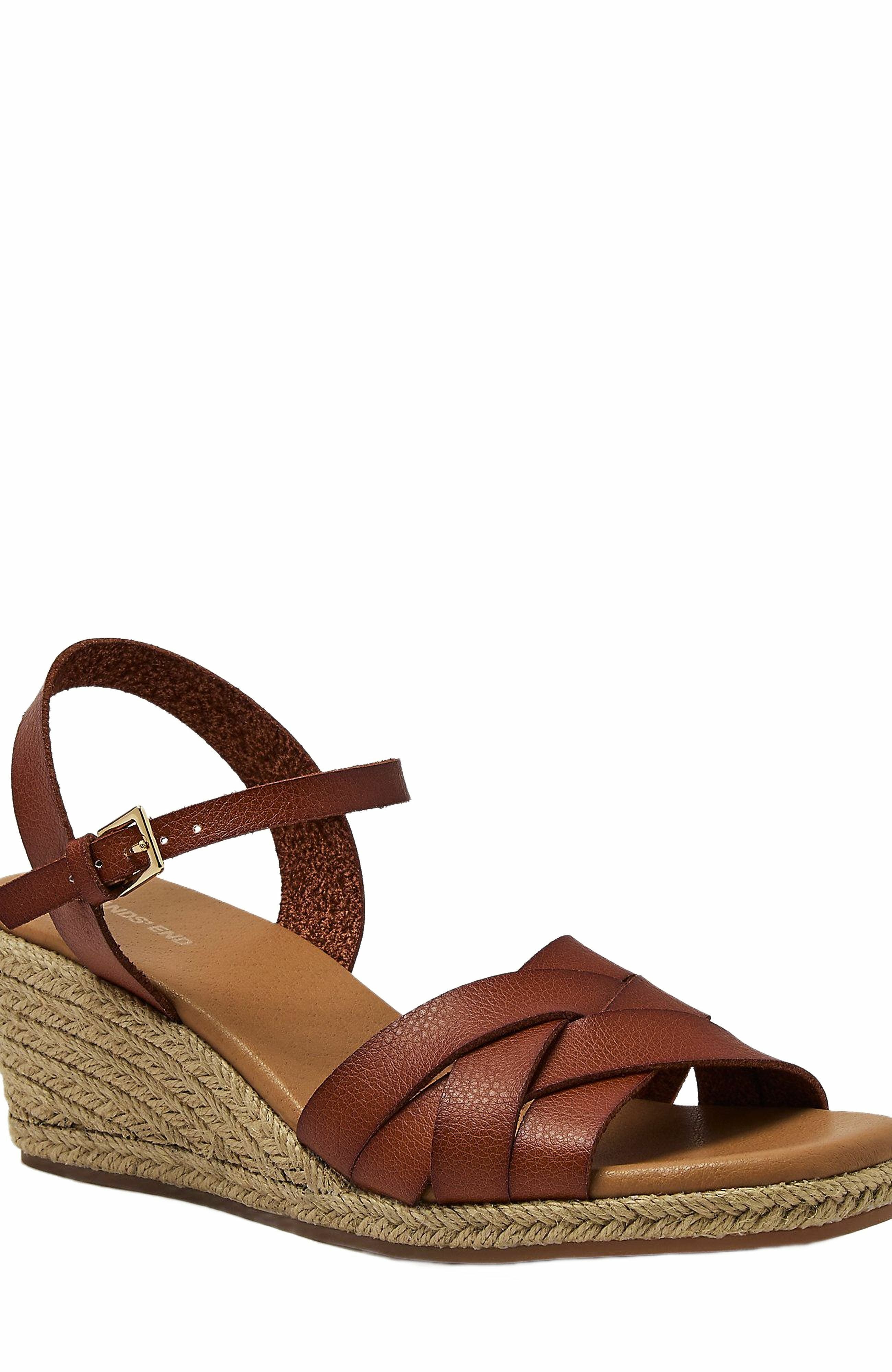 Lands' End Espadrille Wedge Sandals, Alternate, color, Cognac