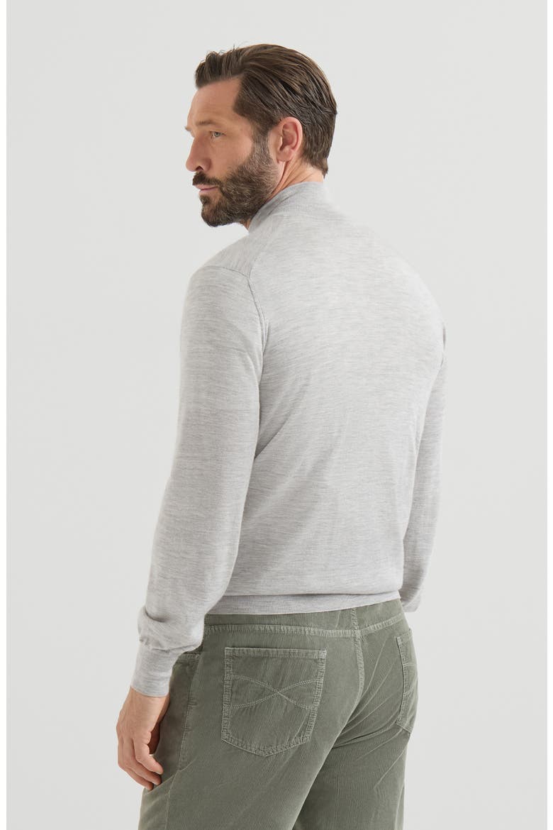 Cashmere and silk lightweight cardigan with zipper, Alternate, color, Pebble