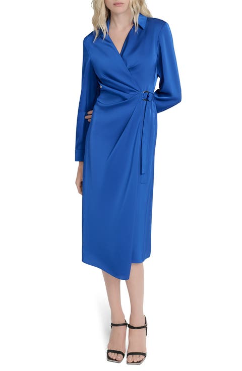Long Sleeve O-Ring Wrap Dress