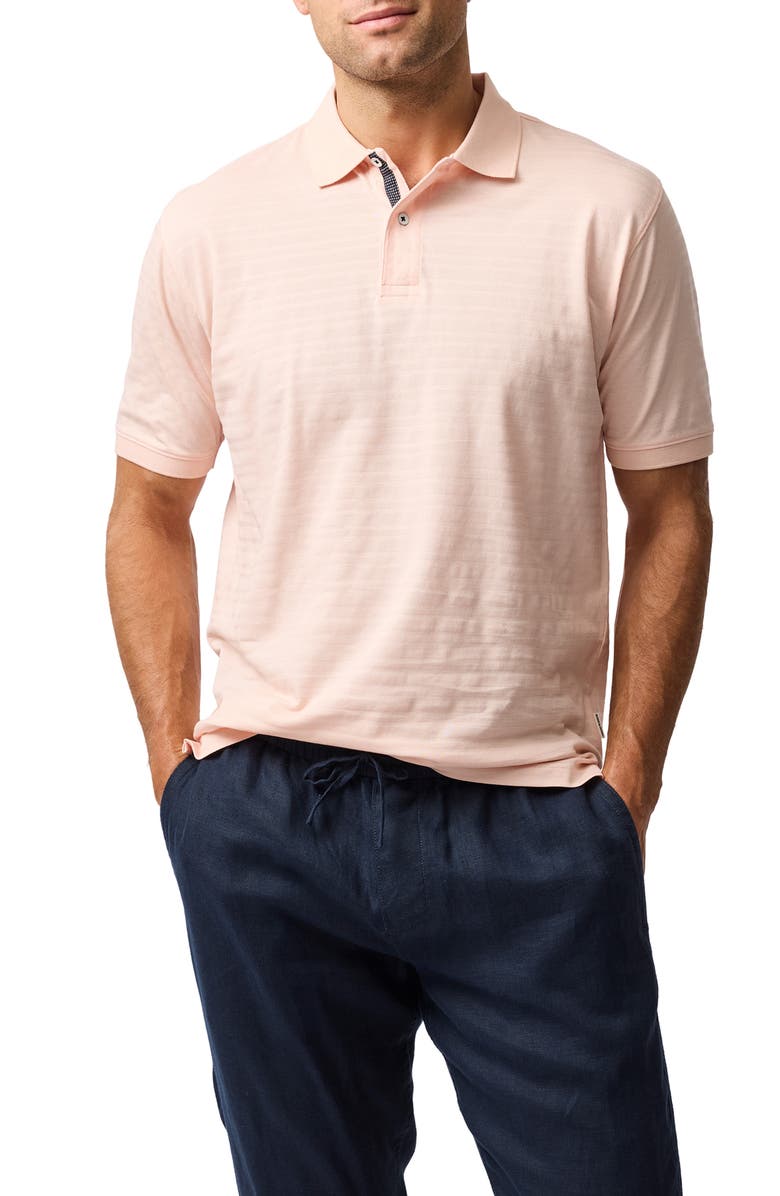 Rodd & Gunn Evans Bay Stripe Cotton Piqué Polo, Main, color, Coral