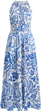 MELLODAY Print Ruffle Sleeveless Maxi Dress