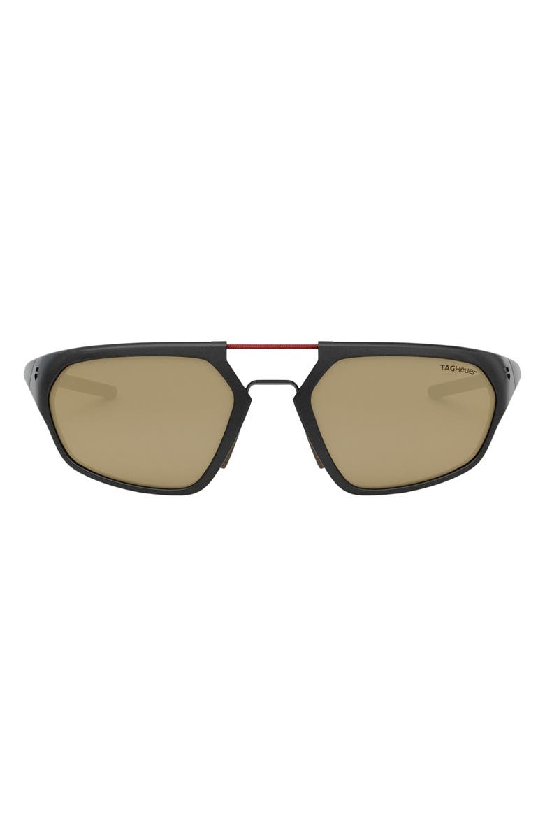 TAG Heuer Line 55mm Polarized Geometric Sunglasses, Main, color, Black/ Other / Brown Polarized