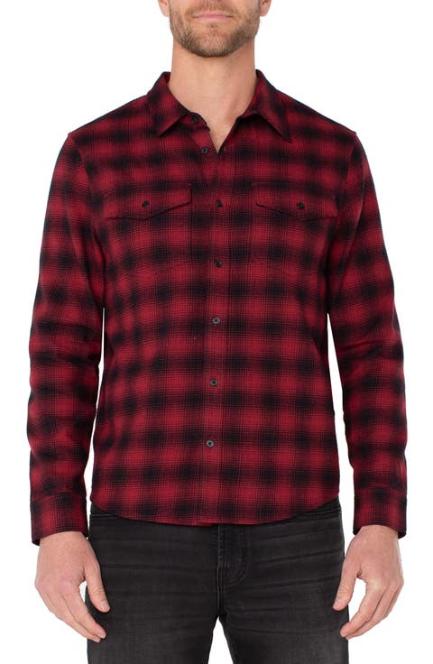 Plaid Flannel Button-Up Shirt