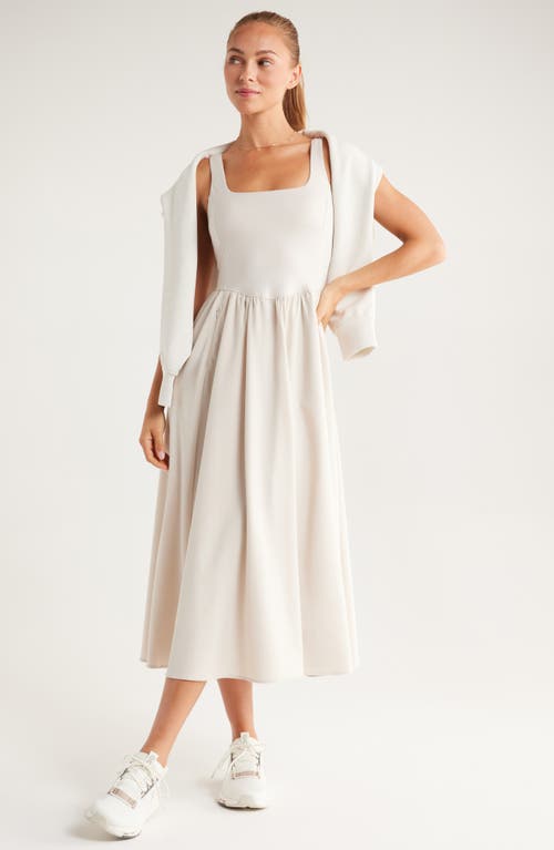 Zella Effortless Square Neck Midi Dress In White