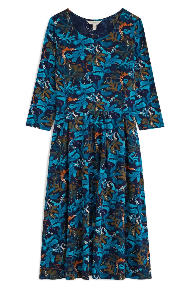 Seasalt Cornwall April Printed Stretch Organic Cotton Dress, Alternate, color, Floating Fronds Maritime
