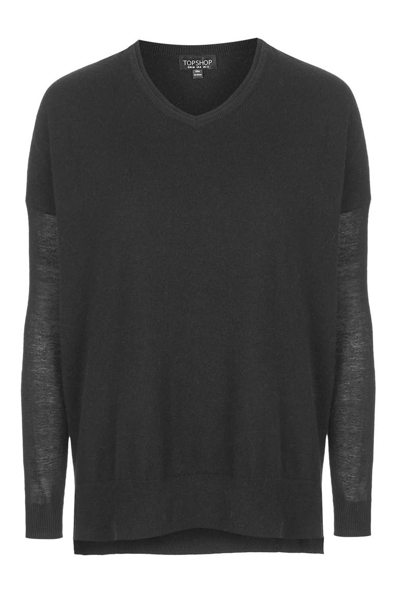 V-Neck Sweater, Alternate, color, BLACK