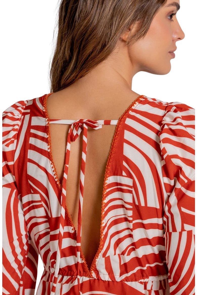 Print Tie Waist Cover-Up Minidress, Alternate, color, CHUTNEY