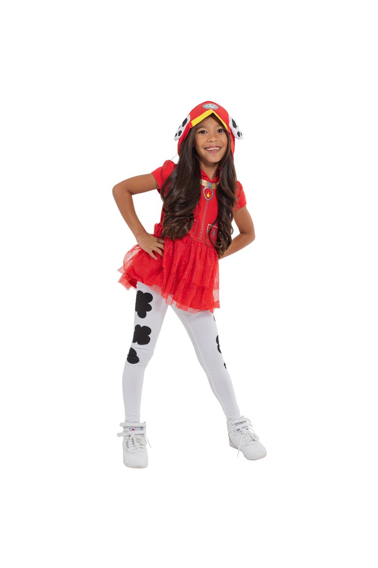 Hooded Tutu T-Shirt and Leggings Set, Alternate, color, Marshall Red White