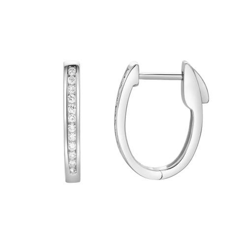 Florisse Channel-Set Diamond Huggie Hoop Earrings in 14K Gold