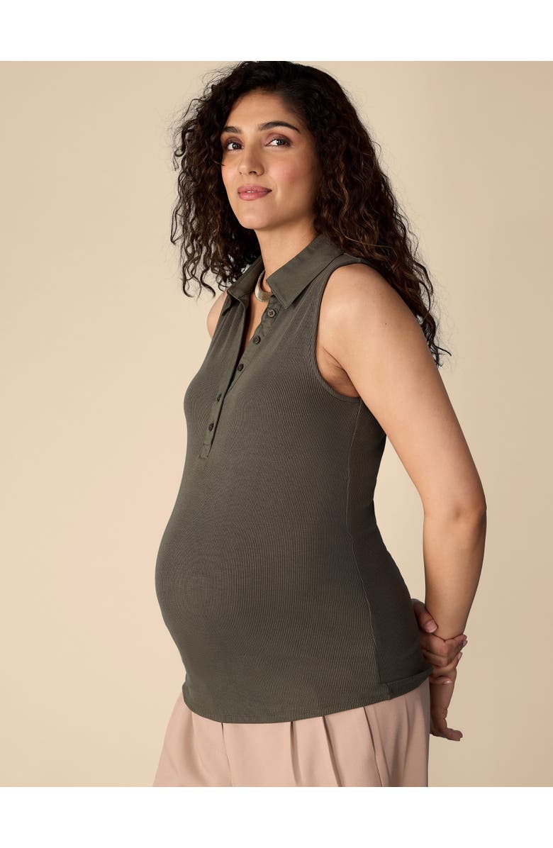 MOTHERHOOD MATERNITY V-Neck Sleeveless Polo Top, Alternate, color, Deep Depths
