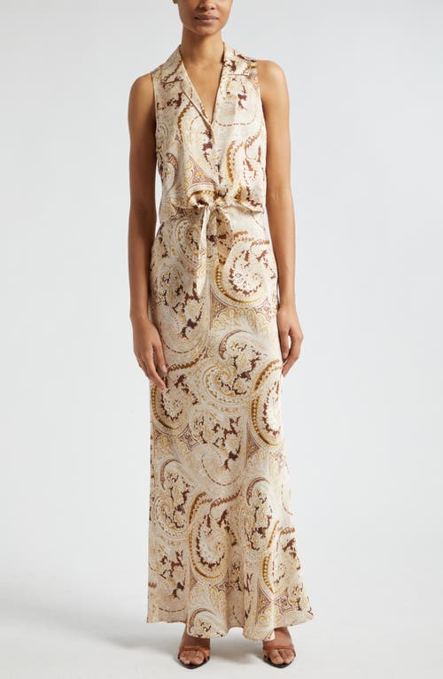 L Agence Zeta Maxi Skirt In Ivory Multi Boute Paisley