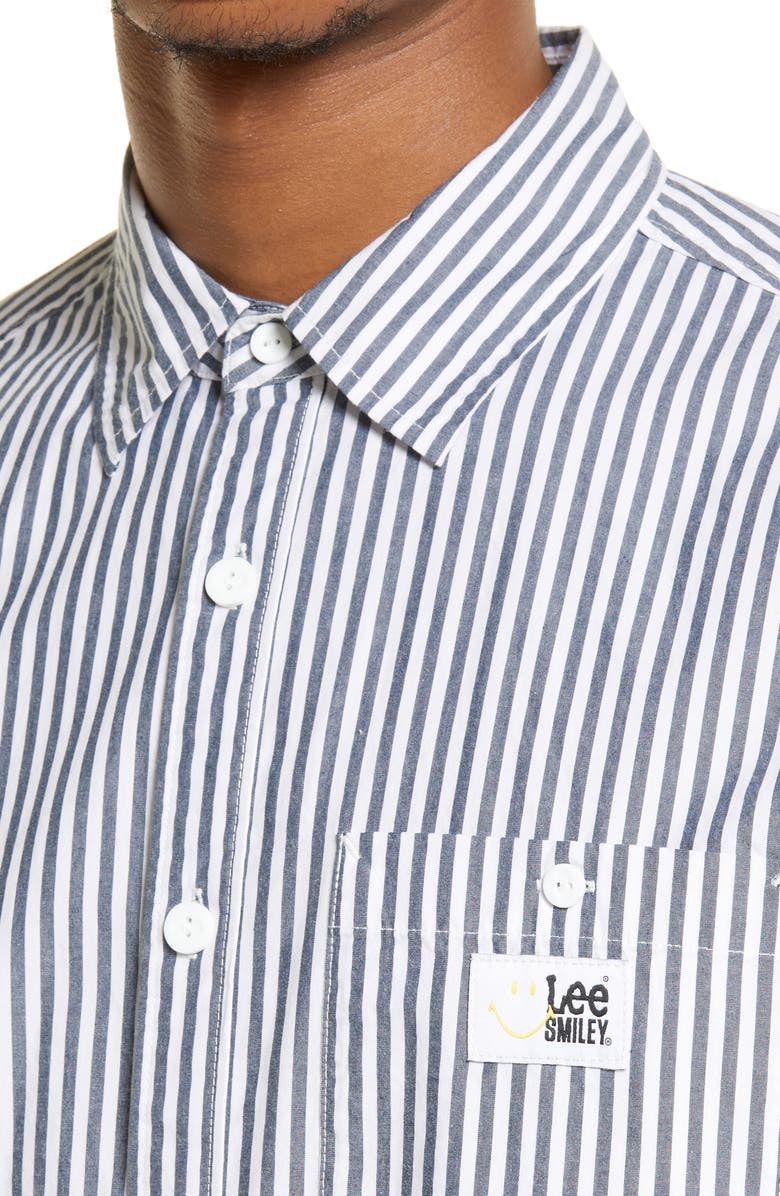 LEE JEANS Smiley<sup>®</sup> x Lee Smiley Stripe Long Sleeve Button-Up Shirt, Alternate, color,