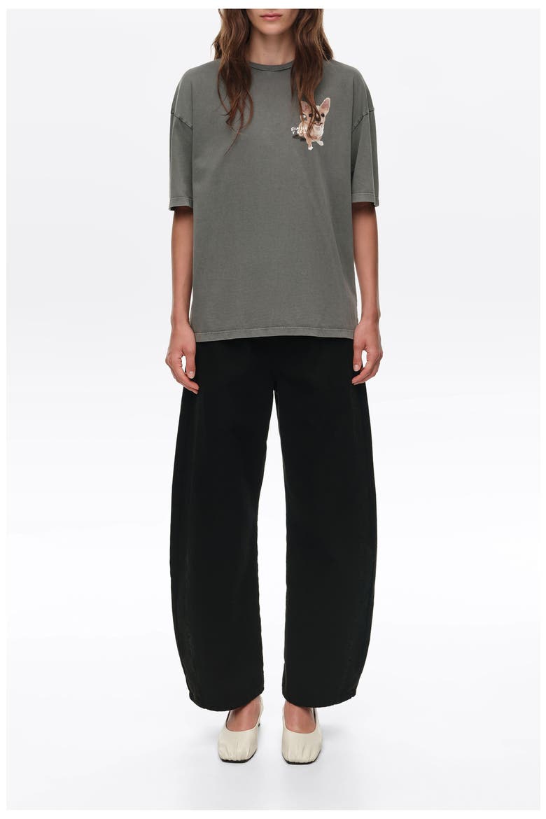 Barrel Denim Trousers with Buckle, Main, color, DENIM BLACK