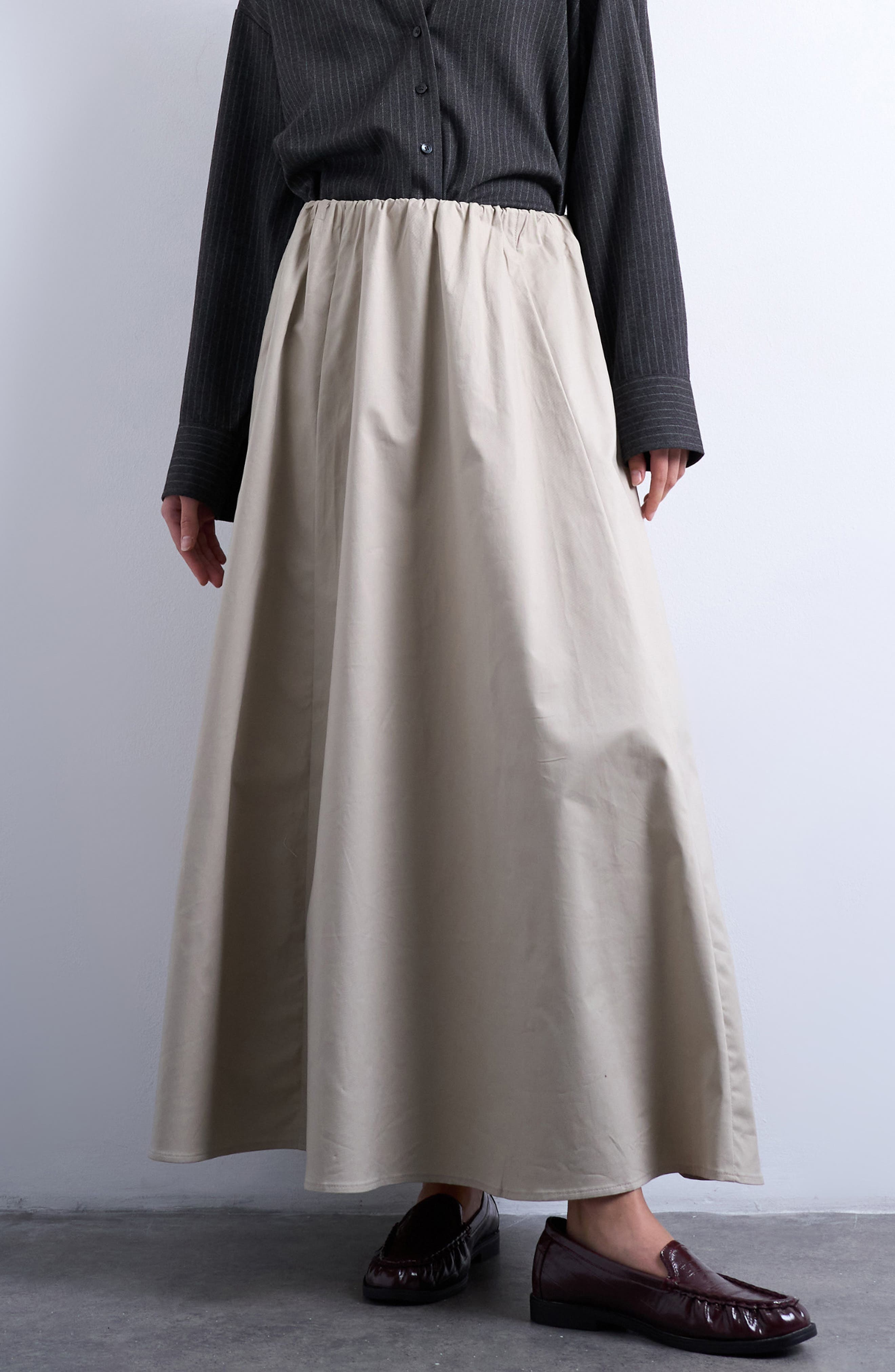 Topshop Twill Midi Circle Skirt