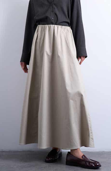 Topshop Twill Midi Circle Skirt