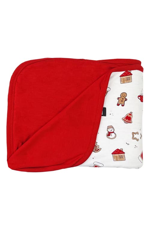 Bellabu Bear Kids' Christmas Cookies Print Reversible Blanket in White With Christmas Cookies