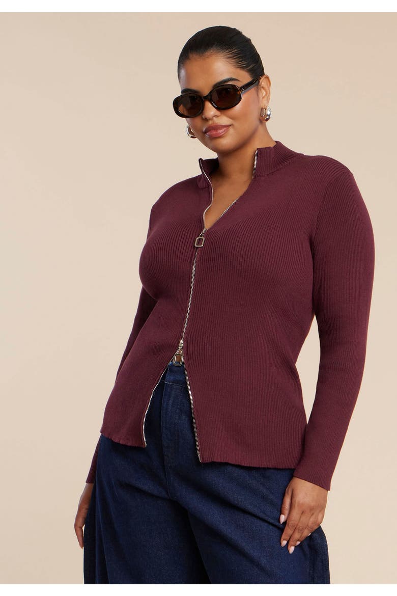 Two Way Zipper Sweater, Alternate, color, PORT ROYALE
