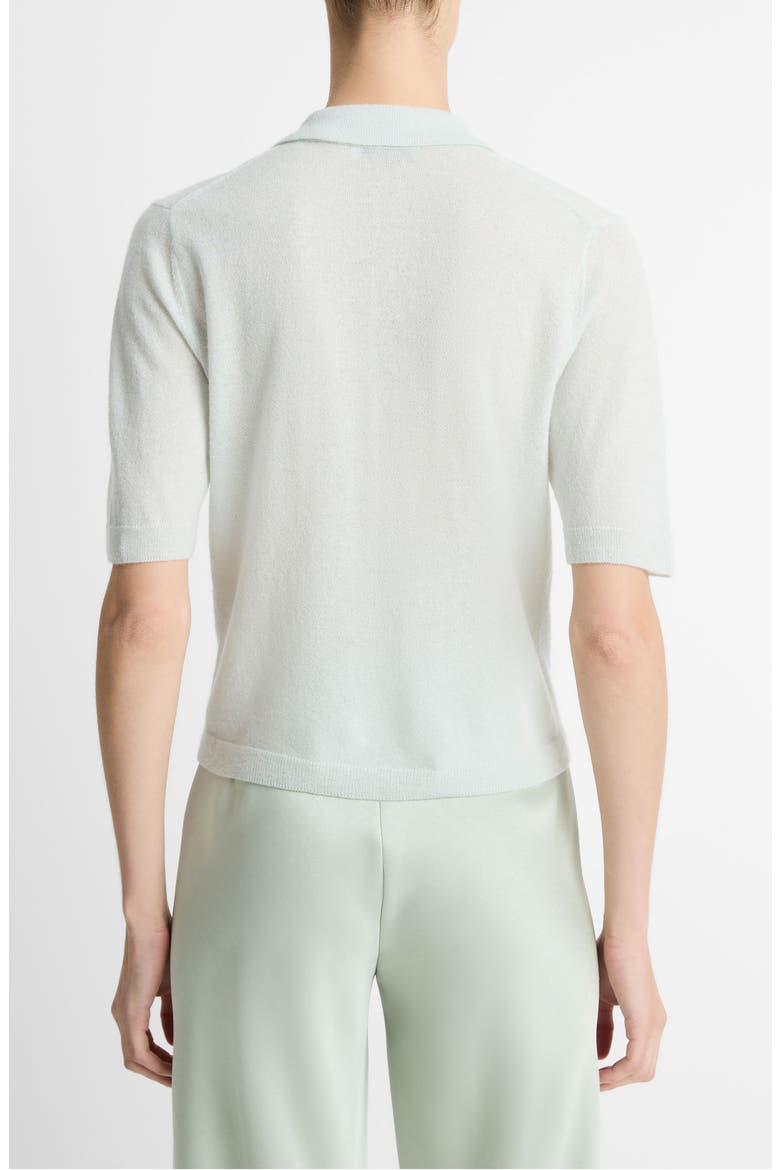 Cashmere & Silk Johnny Collar Polo Sweater, Alternate, color, AQUA DEW