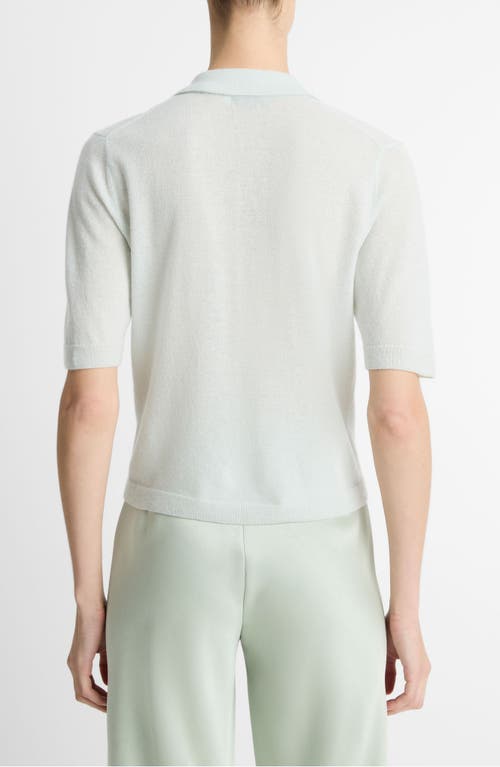 Vince Mulberry Silk And Cashmere Polo Top In Aqua Dew