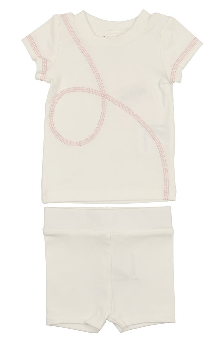Manière Spiral Stitch Cotton Knit T-Shirt & Shorts Set, Main, color, White