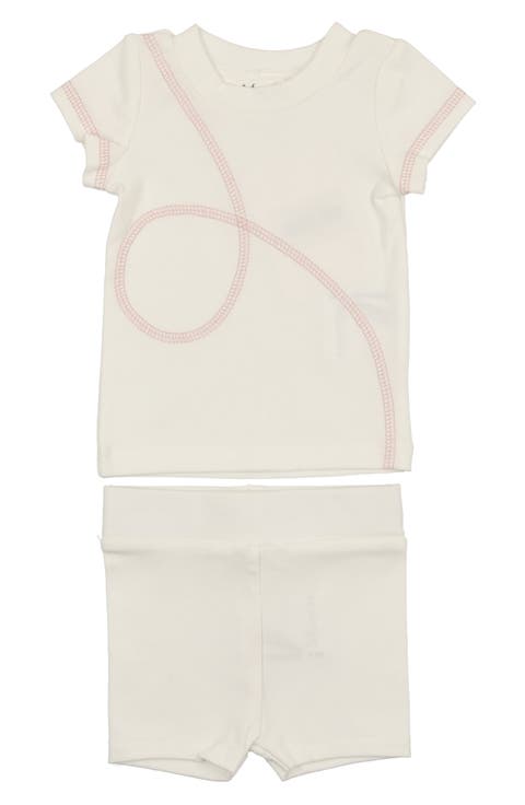 Spiral Stitch Cotton Knit T-Shirt & Shorts Set (Baby)