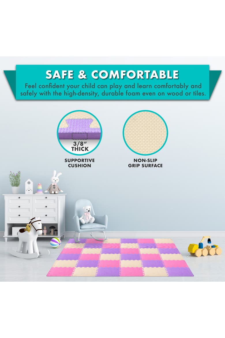 Kids Solid Floor Play Mat, Alternate, color, Pink-Purple-Beige