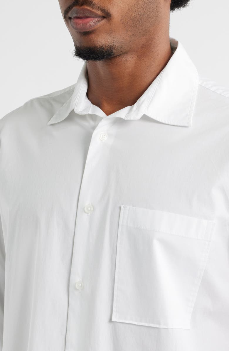 Open Edit Oversize Solid Stretch Cotton Button-Up Shirt, Alternate, color, White