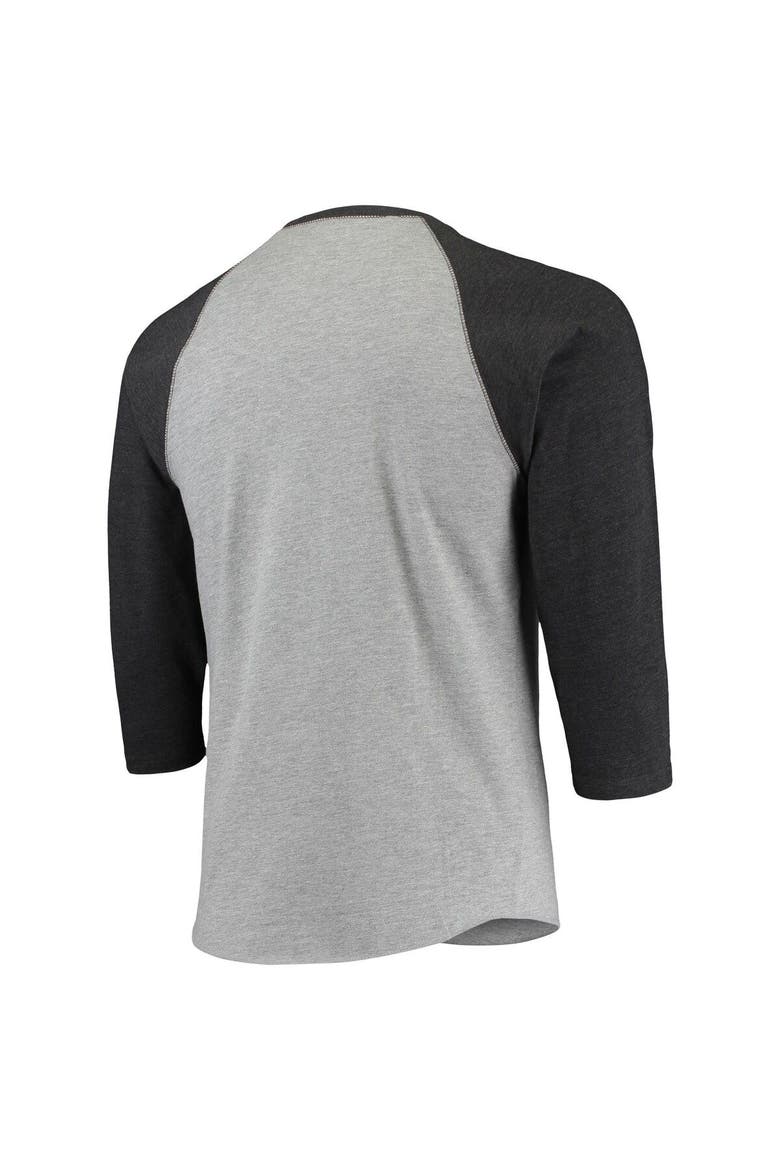 Men's Stitches Heathered Gray/Black Baltimore Elite Giants Negro League Wordmark Raglan 3/4-Sleeve T-Shirt, Alternate, color, Heather Gray