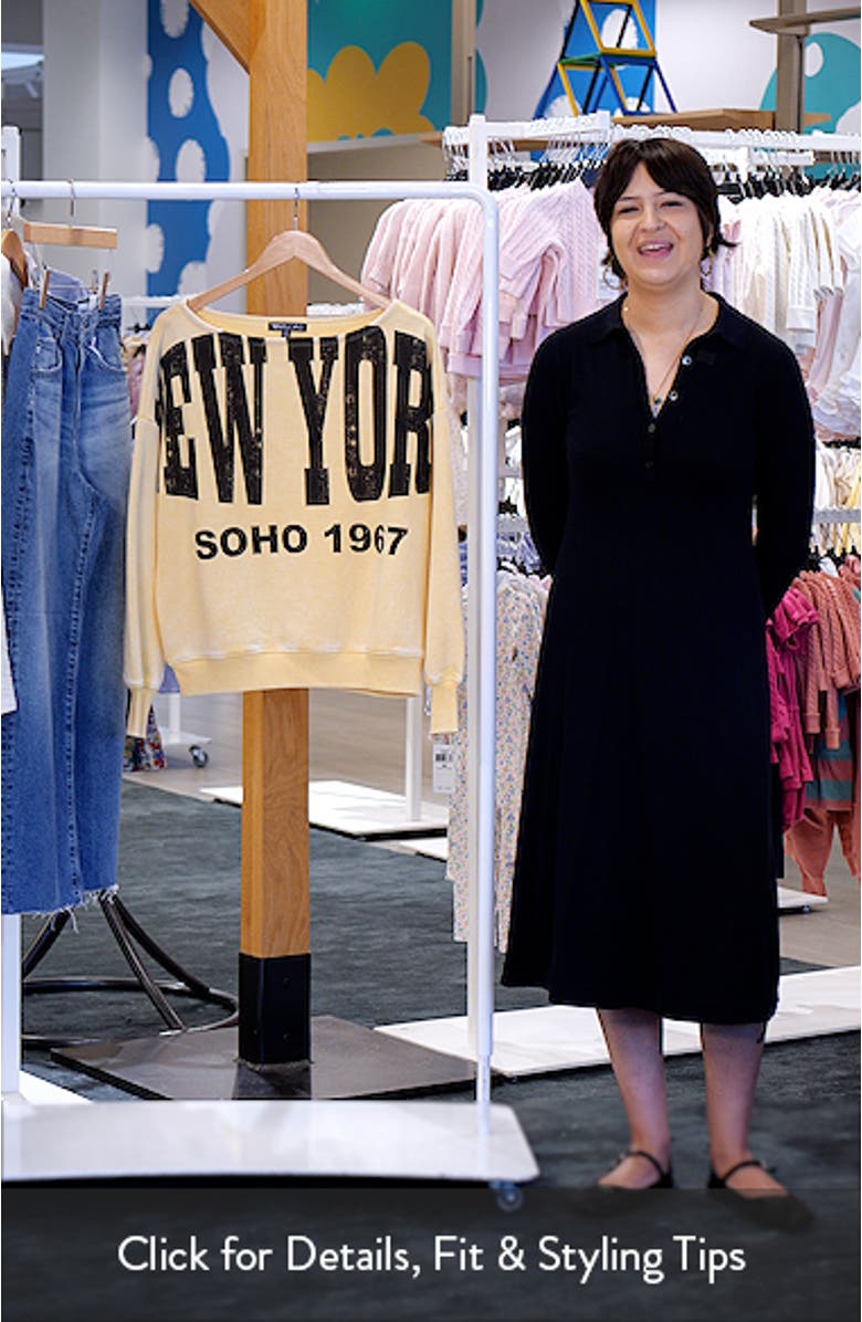 New York Off the Shoulder Graphic Sweatshirt, sales video thumbnail