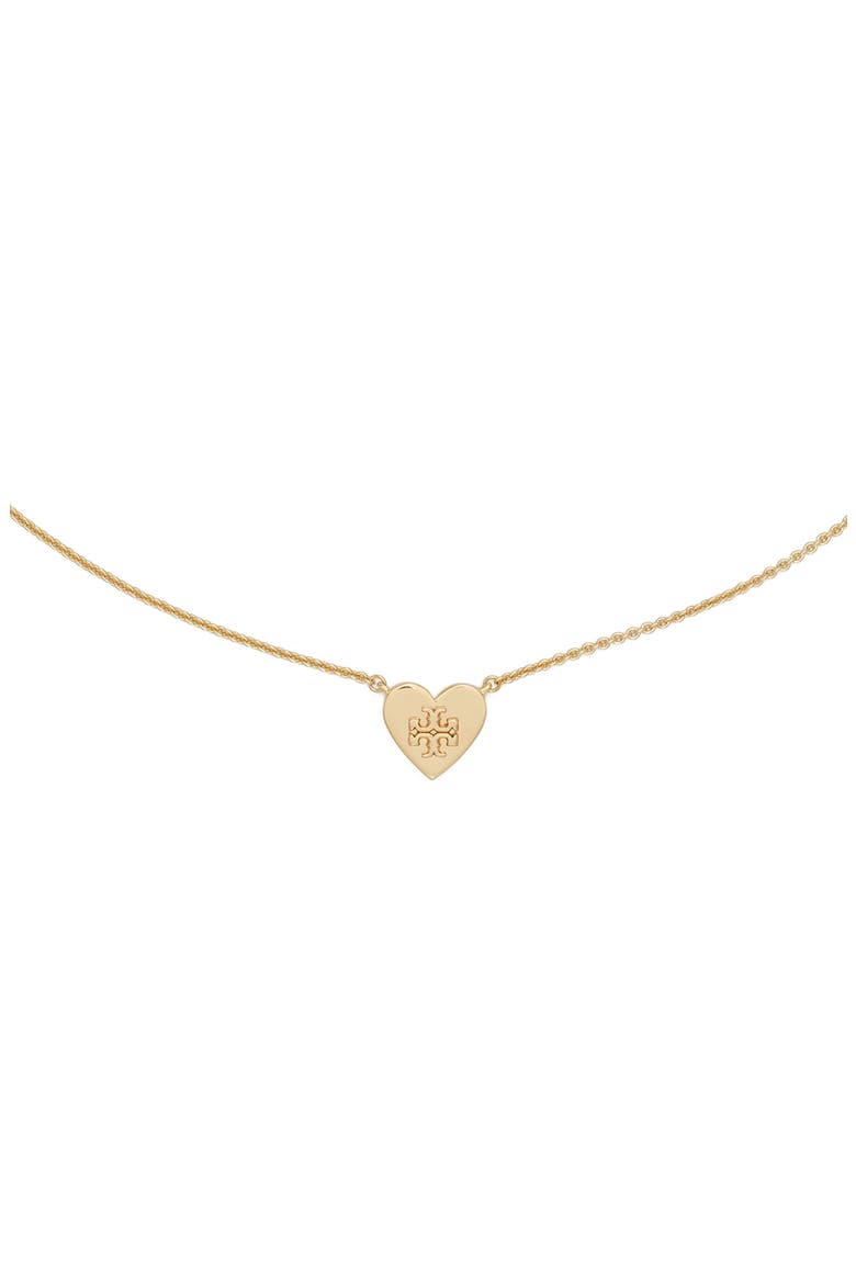 Forget Me Not Heart Pendant Necklace, Alternate, color, TORY GOLD