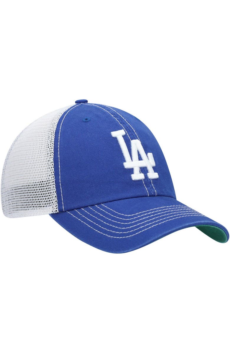 '47 Men's '47 Royal/White Los Angeles Dodgers Trawler Clean Up Trucker Snapback Hat, Alternate, color, 
