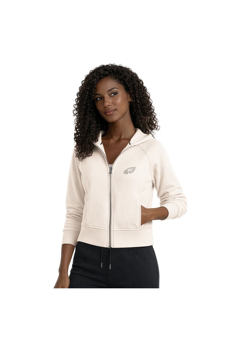 Women's Starter  Cream Philadelphia Eagles Cropped Pastels Full-Zip Hoodie, Main, color, Cream
