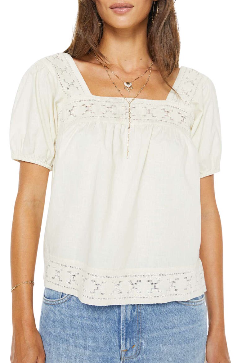 The Memory Lane Embroidered Trim Puff Sleeve Top, Main, color, EARLY BIRD