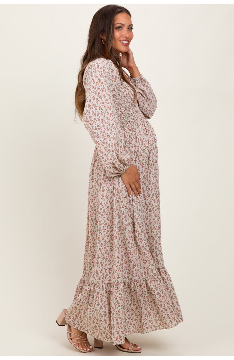 PinkBlush Floral Smocked Lace Trim Sweetheart Maxi Dress, Alternate, color, Pink