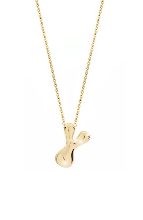 Jane Basch Designs Puffed Initial Pendant Necklace In Gold