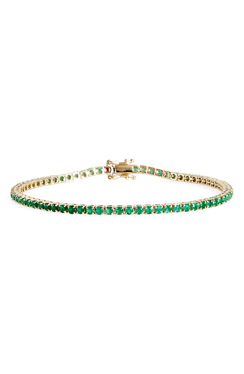 VALANI ATELIER Emerald Tennis Bracelet, Main, color, Yellow Gold/ Emerald