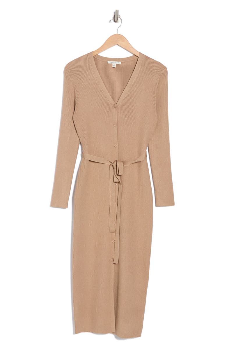 TASH AND SOPHIE Long Sleeve Button Front Sweater Dress, Alternate, color, 