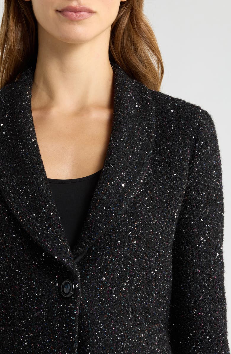 Emporio Armani Metallic Tweed Blazer, Alternate, color, Solid Black
