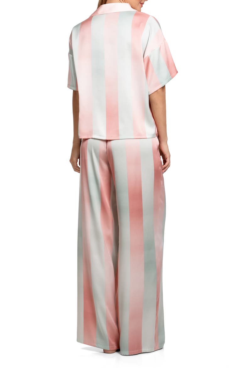 Ombré Stripe Button-Up Top & Pants Pajamas, Alternate, color, MINT