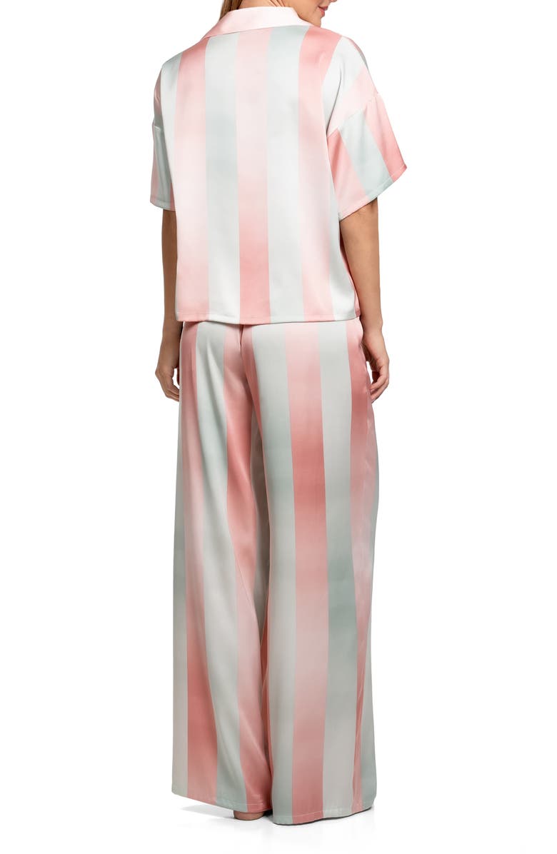 Midnight Bakery Ombré Stripe Button-Up Top & Pants Pajamas, Alternate, color, Mint