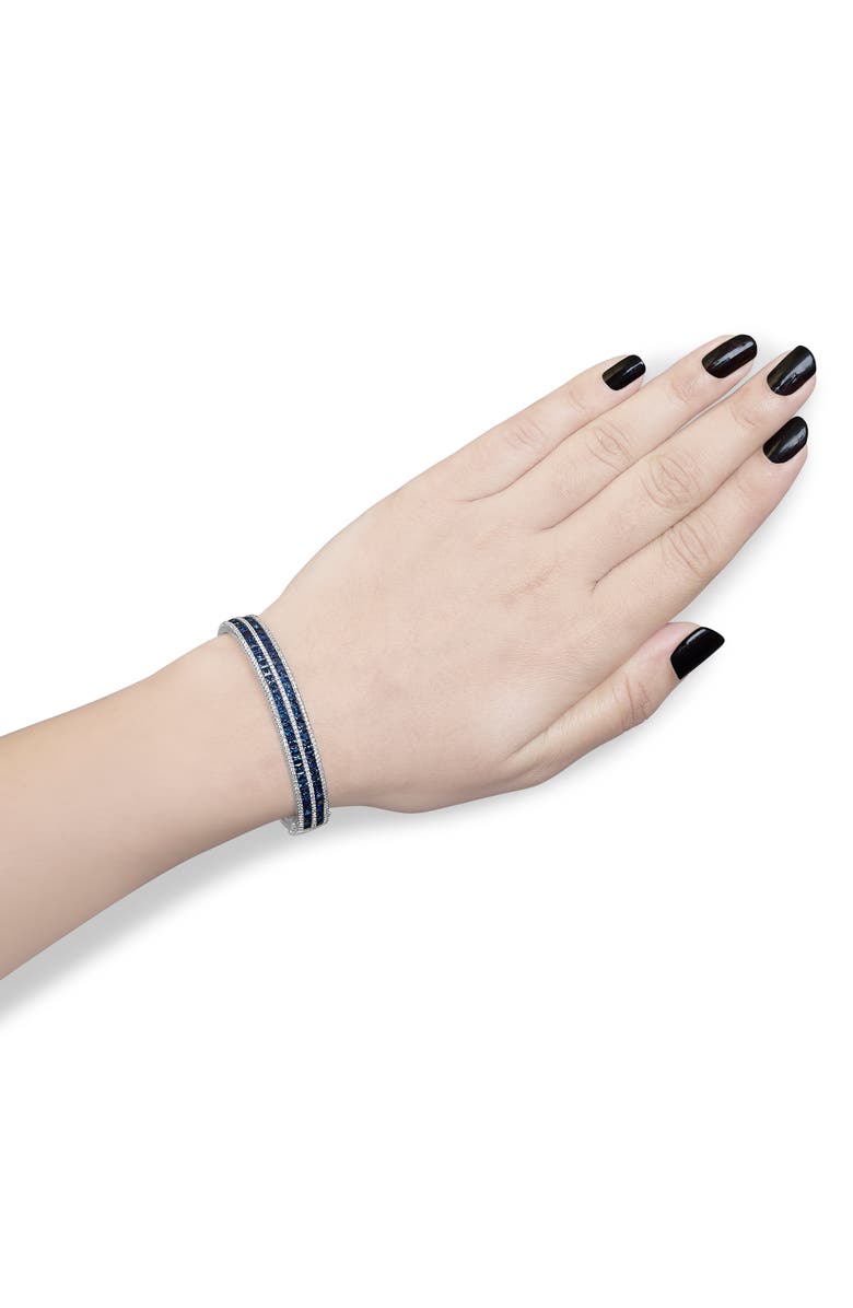 Haus of Brilliance 18K Gold Diamond & 8.0 Ct Sapphire Multi Row Bangle Bracelet, Alternate, color, White